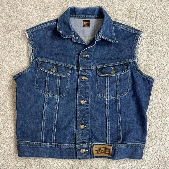 VINTAGE Blue Denim LEE Cut-Off BETTY BOOP Embellished JEAN JACKET Vest - Picture 2 of 4